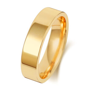 9ct Yellow Gold Flat Court Wedding Ring 5mm