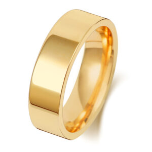 9ct Yellow Gold Flat Court Wedding Ring 6mm