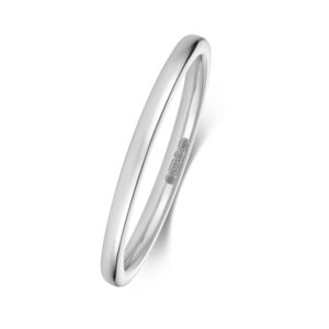 9ct White Gold Soft Court Wedding Ring 1.7mm