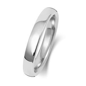 9ct White Gold Soft Court Wedding Ring 3mm