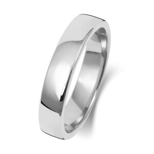 9ct White Gold Soft Court Wedding Ring 4mm