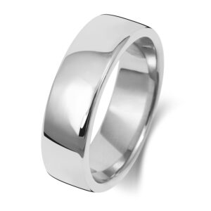 9ct White Gold Soft Court Wedding Ring 6mm
