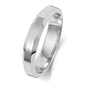 9ct White Gold Soft Court Wedding Ring 4mm