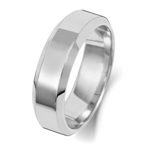 9ct White Gold Soft Court Wedding Ring 6mm