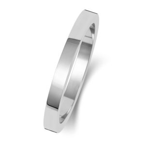 9ct White Gold Flat Wedding Ring 2mm