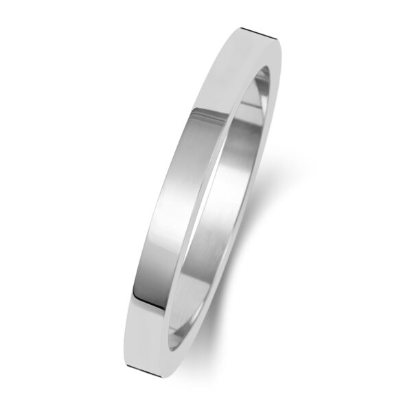 9ct White Gold Flat Wedding Ring 2mm