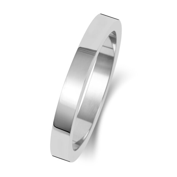 9ct White Gold Flat Wedding Ring 2.5mm