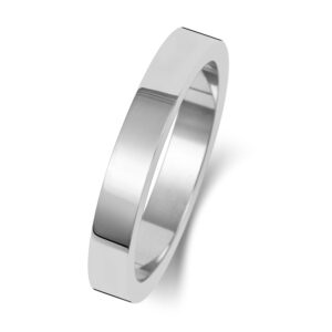 9ct White Gold Flat Wedding Ring  3mm