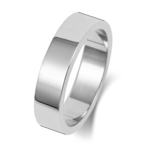9ct White Gold Flat Wedding Ring 5mm