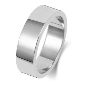 9ct White Gold Flat Wedding Ring 6mm