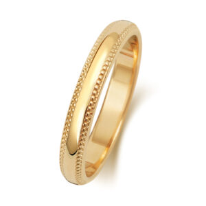 9ct Yellow Gold Millgrain Wedding Ring 3mm