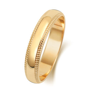 9ct Yellow Gold Millgrain Wedding Ring 4mm