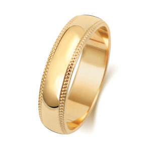 9ct Yellow Gold Millgrain Wedding Ring 5mm