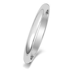 Platinum D-shape Wedding Ring 2mm