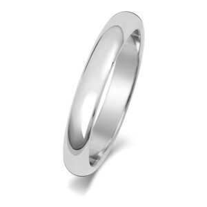 Platinum D-shape Wedding Ring 3mm