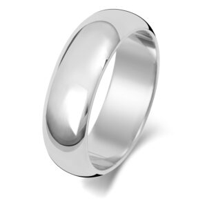 Platinum D-shape Wedding Ring 6mm