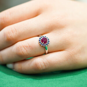 Ruby Sapphire and Diamond Ring in White Gold