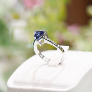 Trillion Cut Sapphire and Diamond Pave Ring