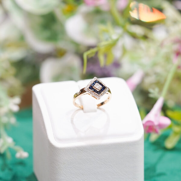Diamond & Sapphire Cluster Ring - Image 4