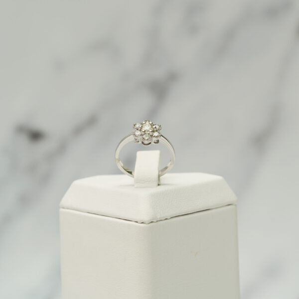 White Gold and Diamond Flower Ring - Image 4