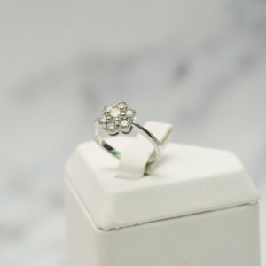 White Gold and Diamond Flower Ring