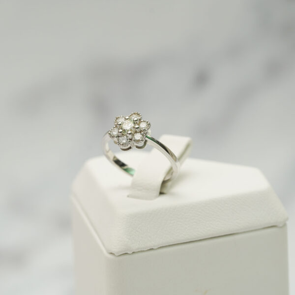 White Gold and Diamond Flower Ring