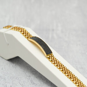 14 KT Gold Men’s Bracelet with Black CZ