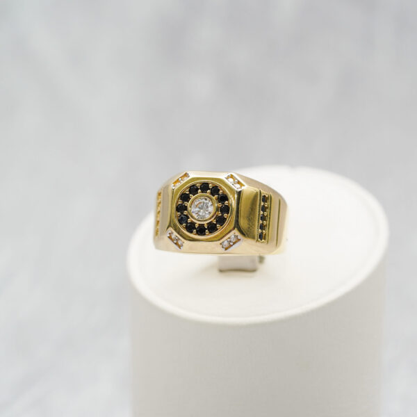 14K Men’s Ring with Black and White CZ - Image 3