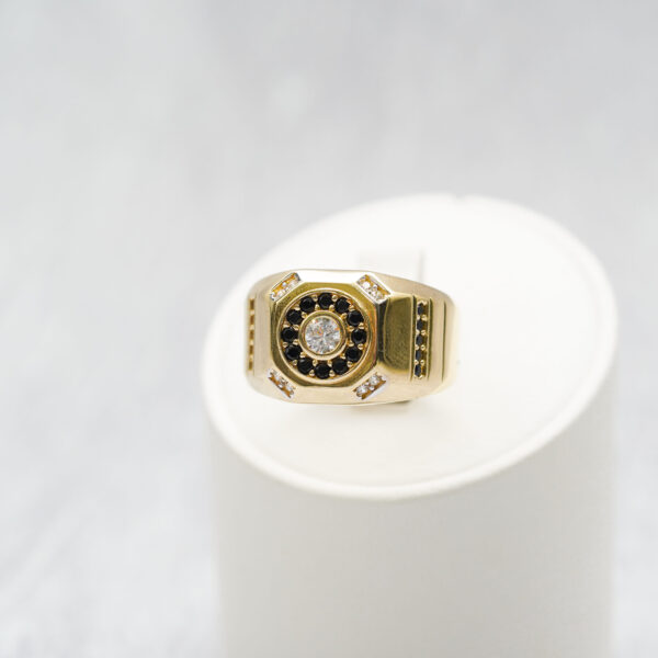 14K Men’s Ring with Black and White CZ - Image 4
