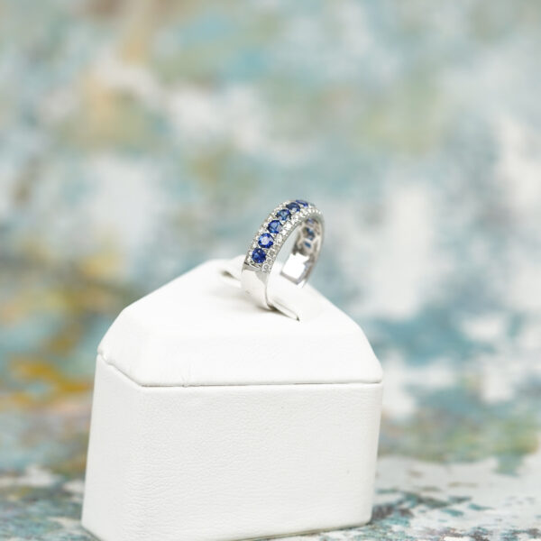 White Gold Sapphire and Diamond Ring - Image 4