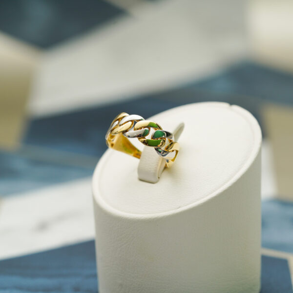 14K Two Tone Gold Chain Link Ring - Image 3