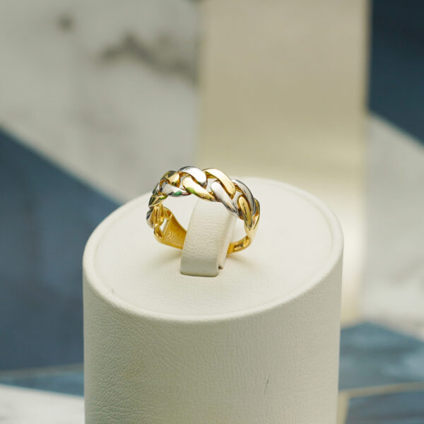 14K Two Tone Gold Chain Link Ring - Image 2