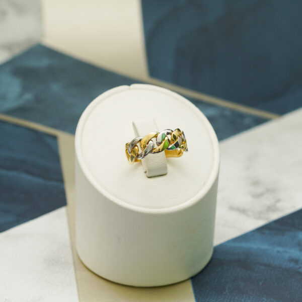 14K Two Tone Gold Chain Link Ring - Image 4