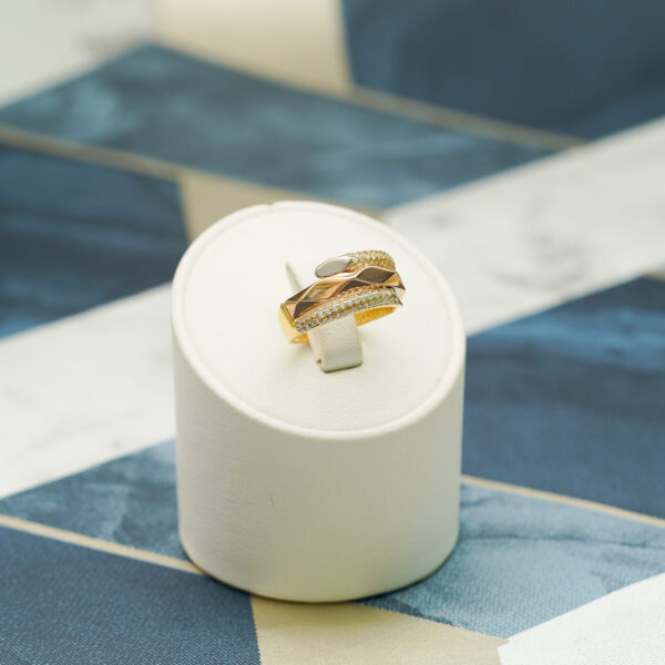14K Two Tone Gold Ring with CZ - Image 2