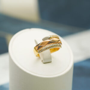 14K Two Tone Gold Ring with CZ