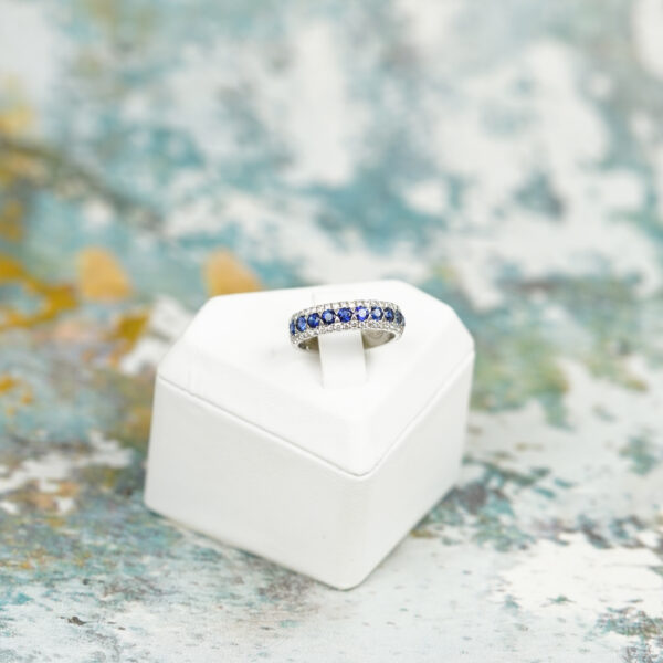White Gold Sapphire and Diamond Ring - Image 2