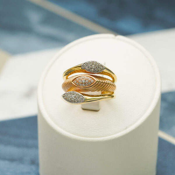 14 KT Two Tone Gold Ladies Ring with CZ - Image 5