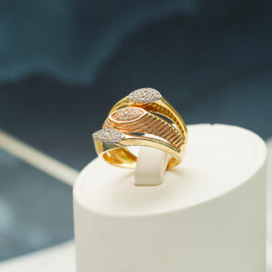 14 KT Two Tone Gold Ladies Ring with CZ