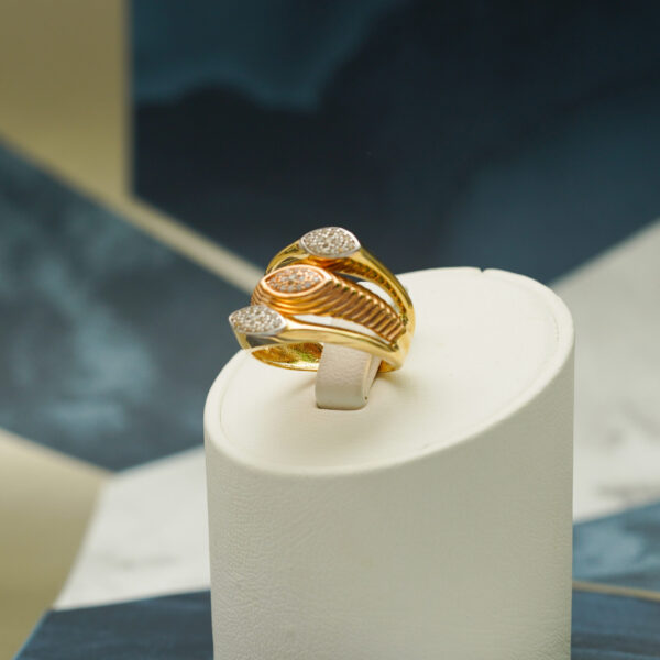 14 KT Two Tone Gold Ladies Ring with CZ - Image 2