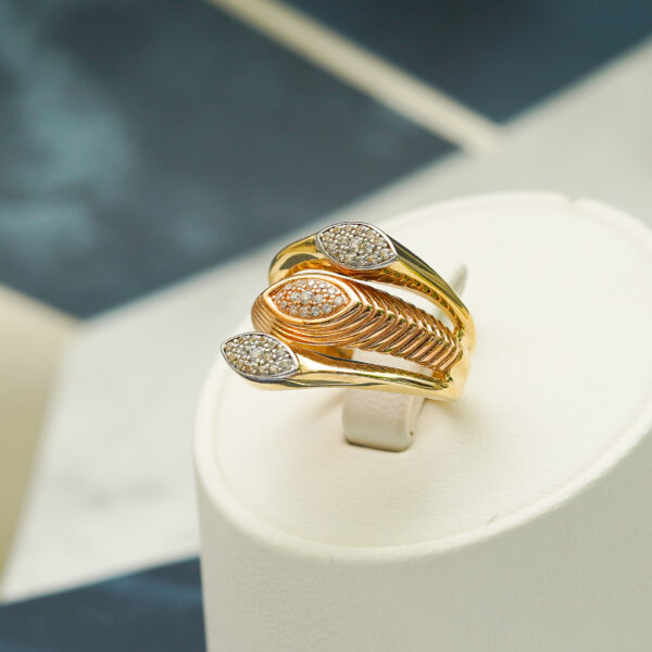 14 KT Two Tone Gold Ladies Ring with CZ - Image 4