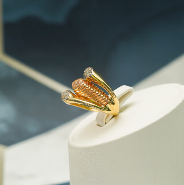14 KT Two Tone Gold Ladies Ring with CZ - Image 3