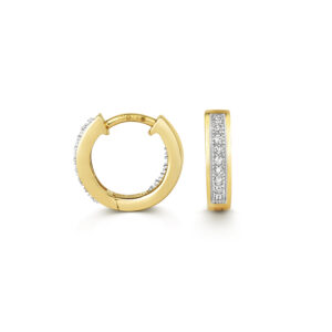 9K Yellow Gold Diamond Huggies 12mm