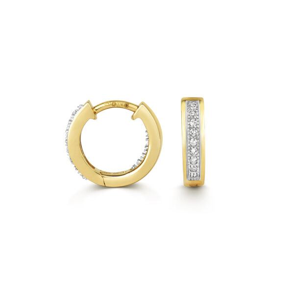 9K Yellow Gold Diamond Huggies 12mm
