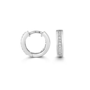 9K White Gold Diamond Huggies 12mm