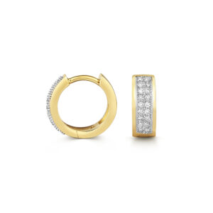 9K Yellow Gold Double Diamond Huggies 12mm