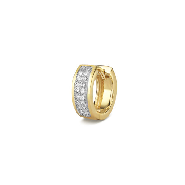 9K Yellow Gold Double Diamond Huggies 12mm - Image 2