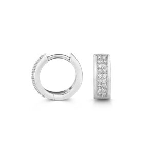 9K White Gold Double Diamond Huggies 12mm