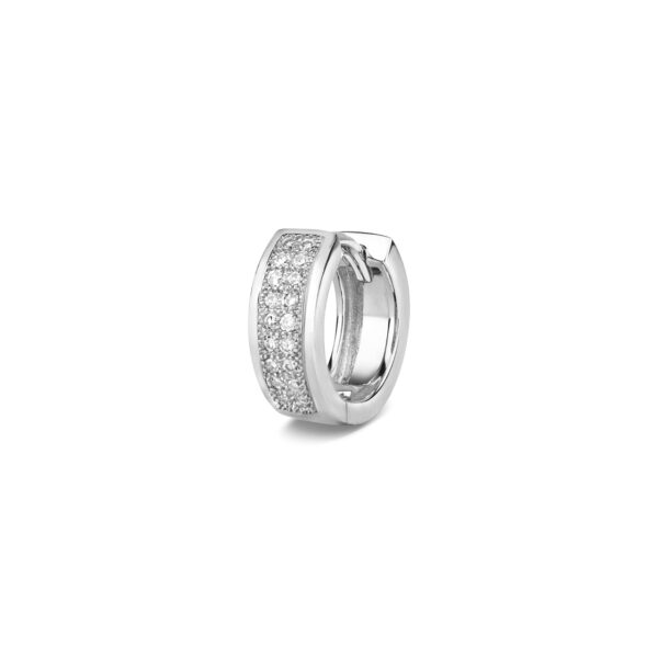 9K White Gold Double Diamond Huggies 12mm - Image 2