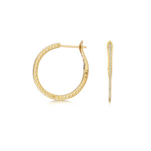 18K Yellow Gold Diamond Hoops 24mm