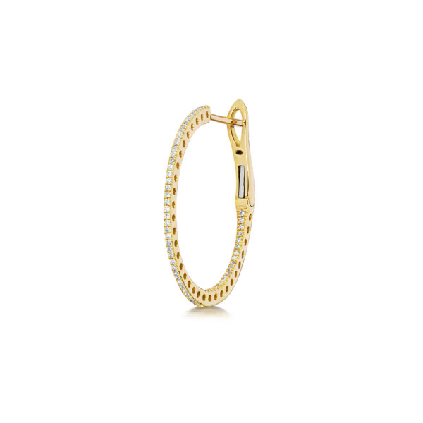18K Yellow Gold Diamond Hoops 24mm - Image 2